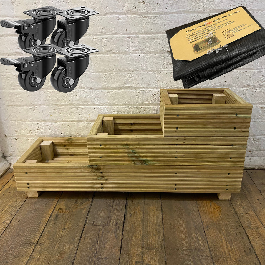 Three – Tier Wooden Decking Planter – 88 × 35 × 48 cm
