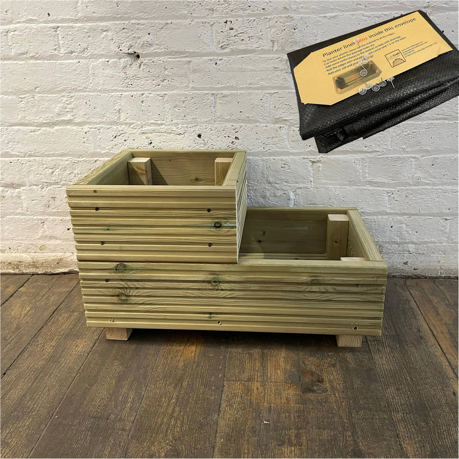 Two – Tier Wooden Decking Planter – 57 × 35 × 33 cm