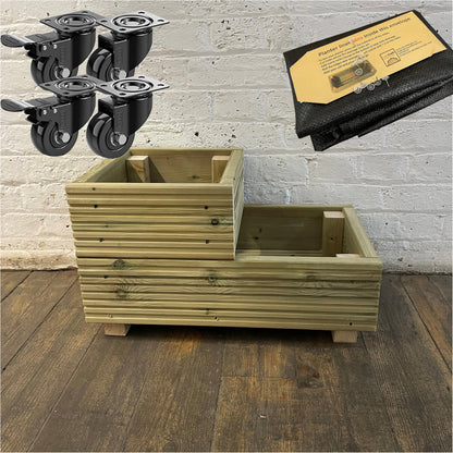 Two – Tier Wooden Decking Planter – 57 × 35 × 33 cm