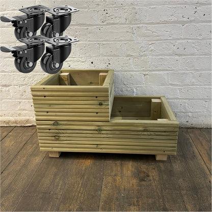 Two – Tier Wooden Decking Planter – 57 × 35 × 33 cm