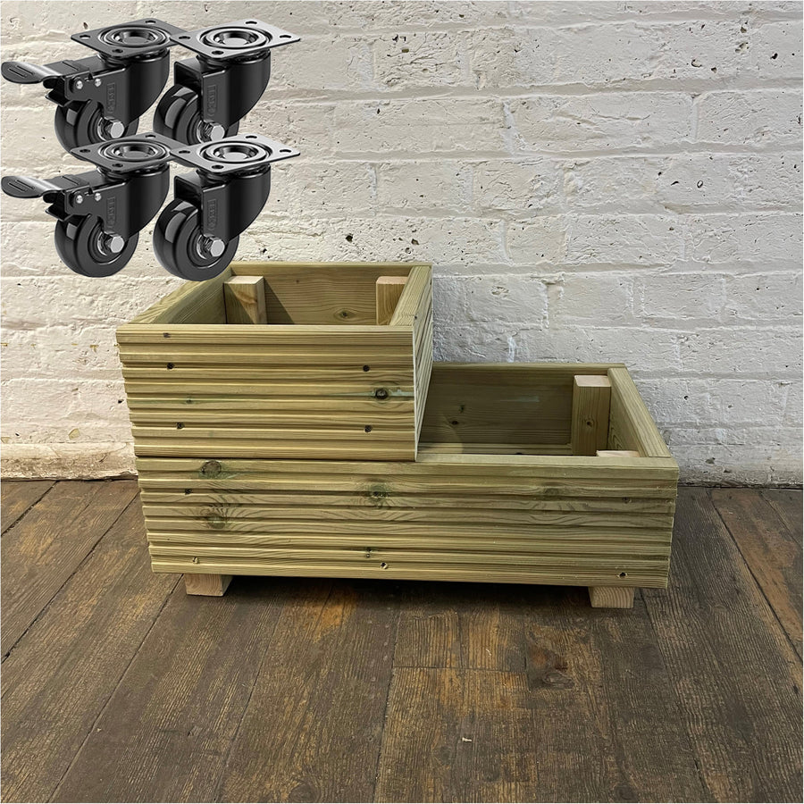 Two – Tier Wooden Decking Planter – 57 × 35 × 33 cm
