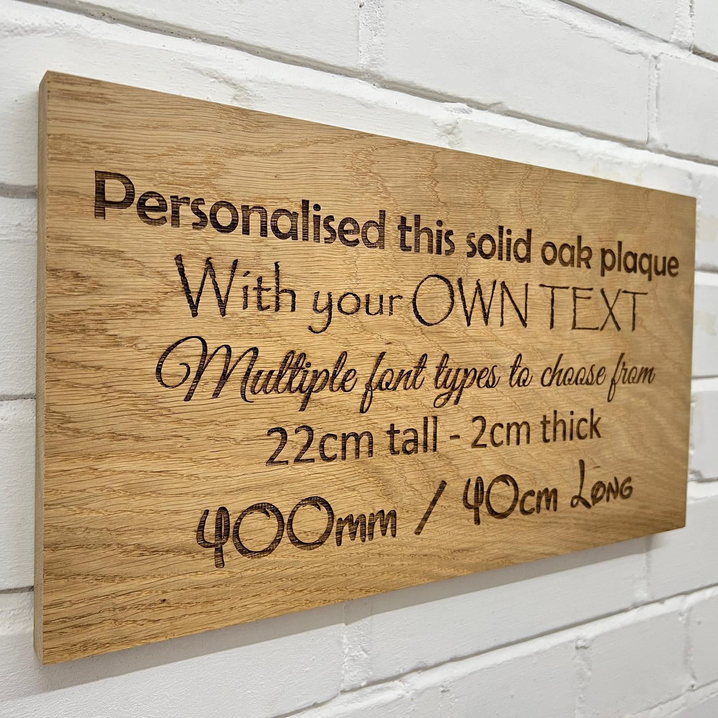 Solid Oak Plaque 20/30/40/50cm 2cm thick