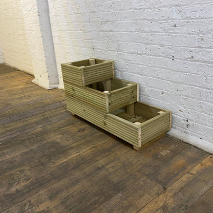 Three – Tier Wooden Decking Planter – 88 × 35 × 48 cm
