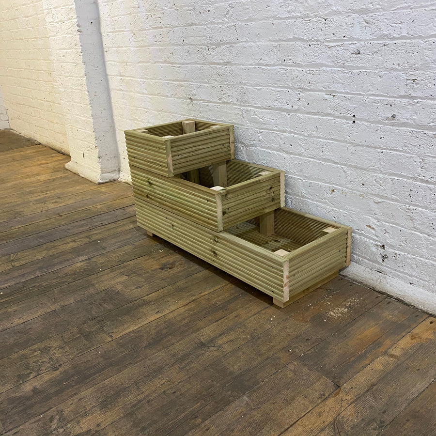 Three – Tier Wooden Decking Planter – 88 × 35 × 48 cm
