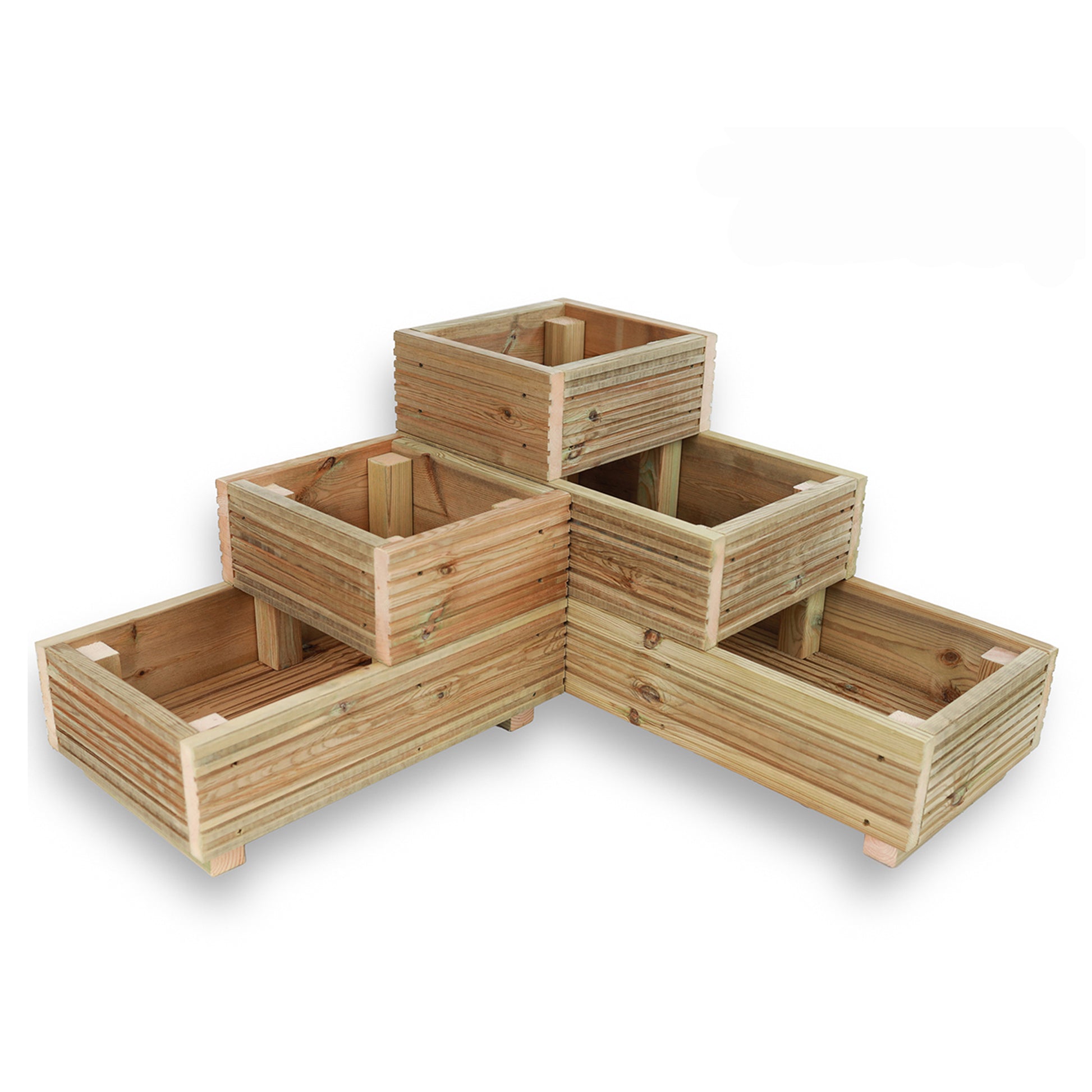 Tiered wooden corner garden planter
