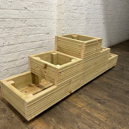 Large 3 – Tiered Straight Wooden Decking Planter