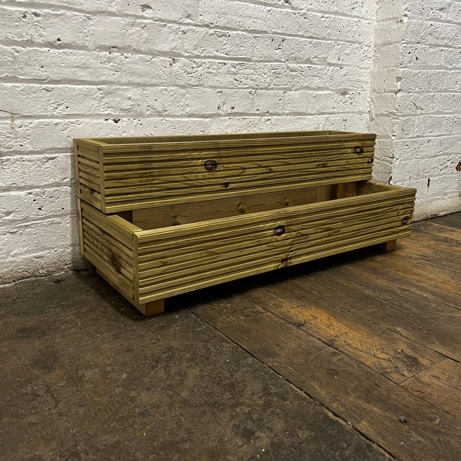 Large 2 – Tier Wooden Decking Planter – 88 × 35 × 33 cm