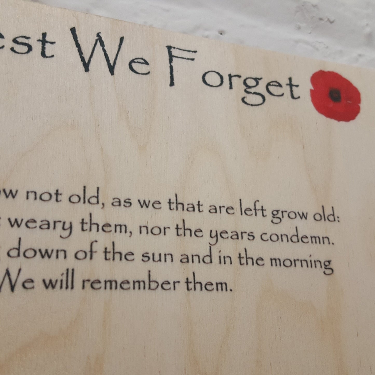 Remembrance Military Poppy Plaque