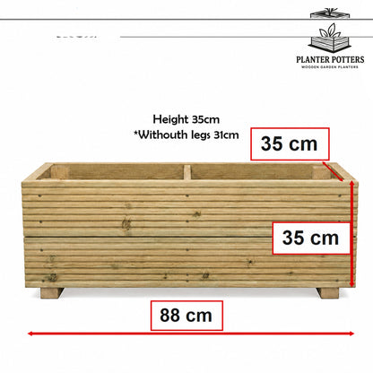 Large Decking Patio Planter With Central Divide 88 × 35 × 33 cm dimensions and size guide