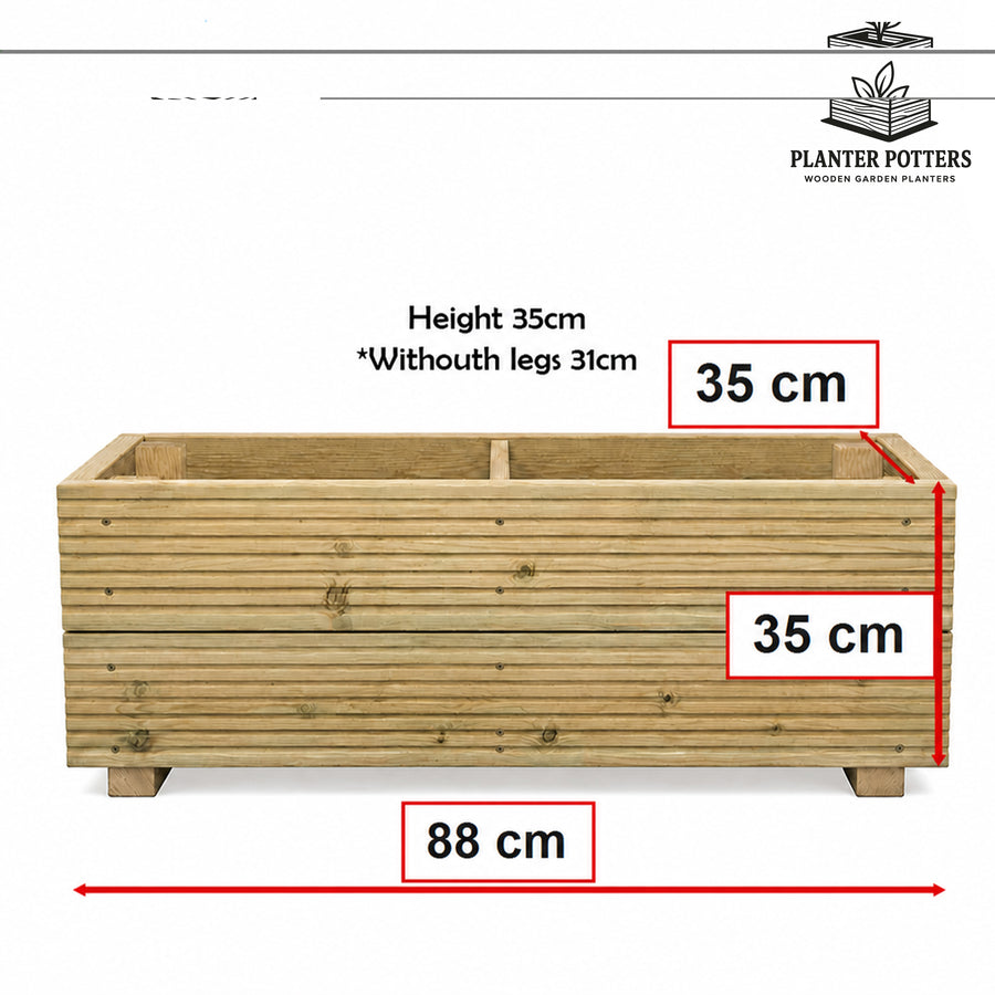 Large Decking Patio Planter With Central Divide 88 × 35 × 33 cm dimensions and size guide