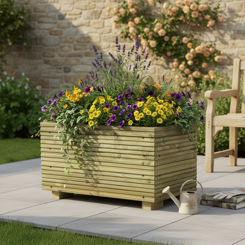 Medium Wooden Decking Planter – 57 × 35 × 33 cm