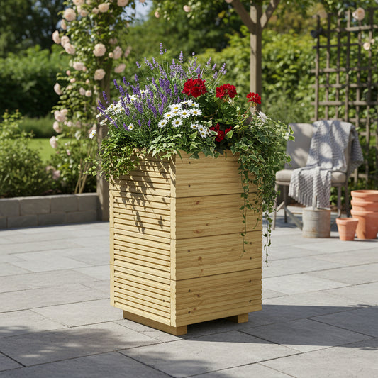 Small Tall Wooden Decking Planter – 35 × 35 × 63 cm