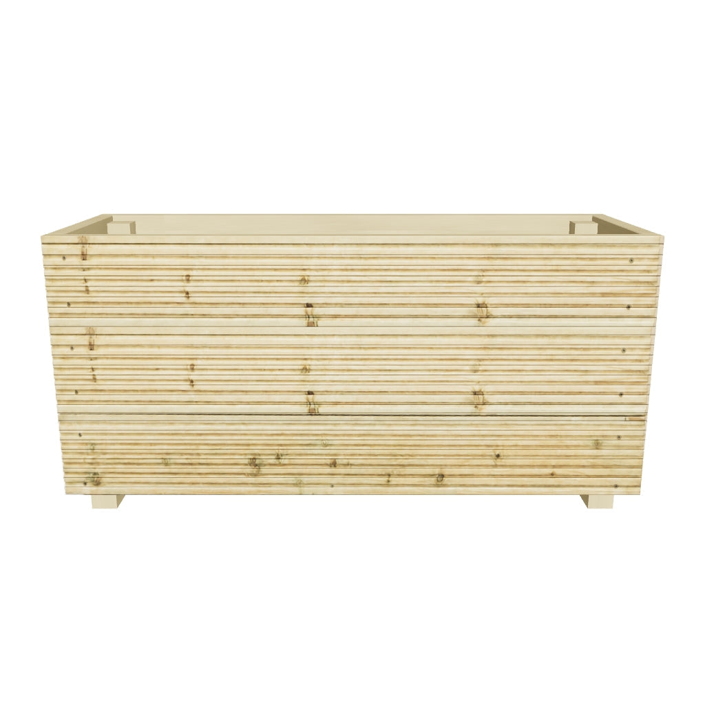 Interactive 3D model of the 100 × 35 × 48 cm three-board wooden planter
