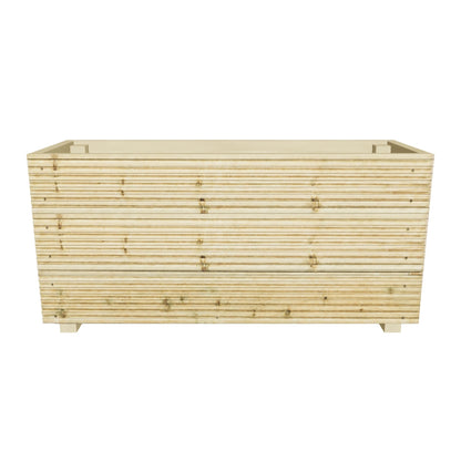 Interactive 3D model of the 100 × 35 × 48 cm three-board wooden planter