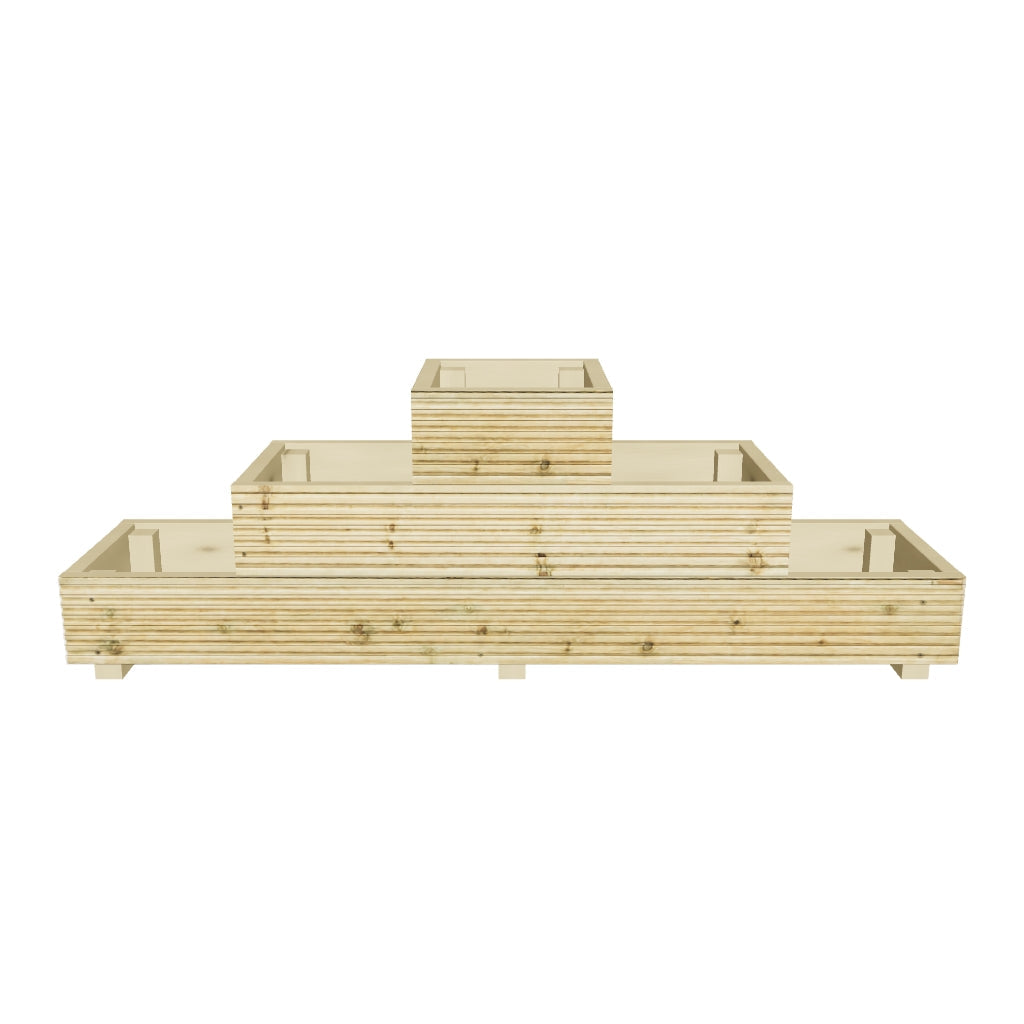 Interactive 3D model — 145 cm straight step planter, 145 × 35 × 48 cm