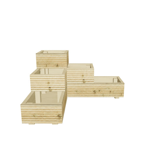Interactive 3D model — 88 cm corner step planter, 88 × 88 × 48 cm