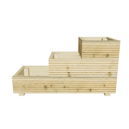 Interactive 3D model — 88 cm three step planter, 88 × 35 × 48 cm