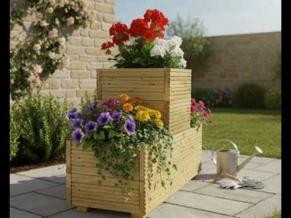 One-Tier Wooden Decking Planter – Pressure-Treated Outdoor Garden Planter 88 × 35 × 63 cm