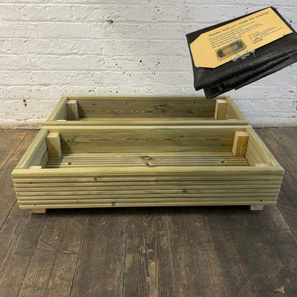 Set of two Single level Large Decking Patio Planter – 88 × 35 × 18 cm