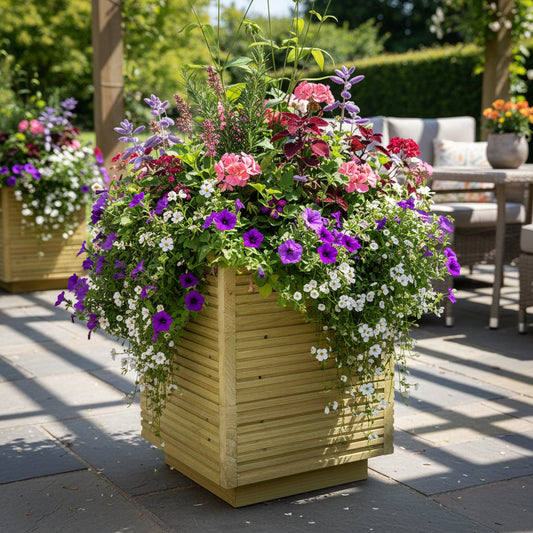 Small Square Wooden Decking Planter – Pressure-Treated Outdoor Herb & Patio Planter 35 × 35 × 47 cm