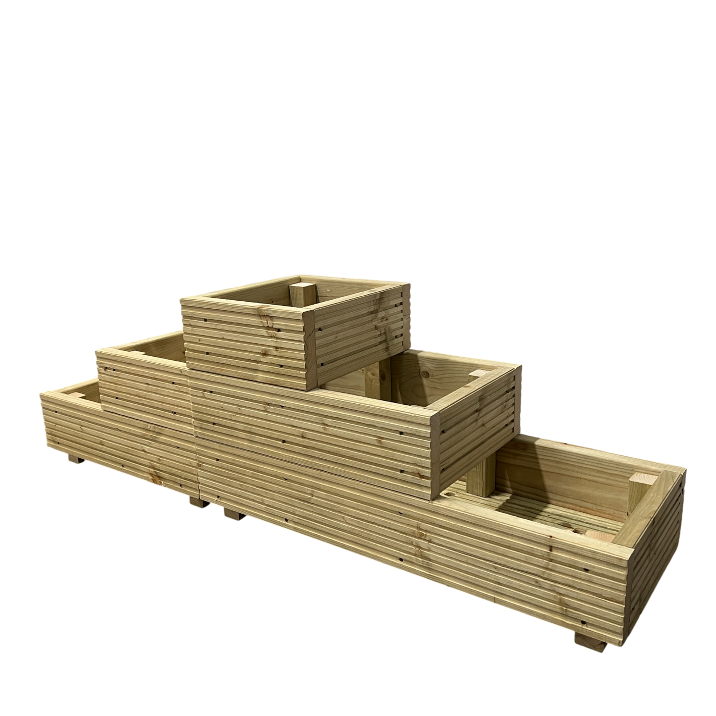 Large 3-Tiered Straight Wooden Decking Planter