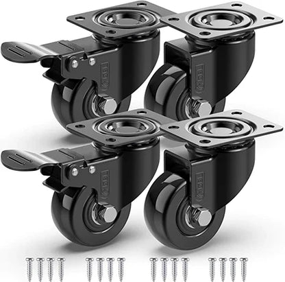 Set of four heavy-duty wheels fitted to a wooden garden planter